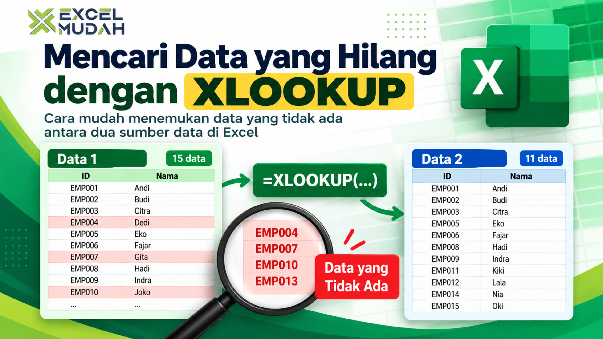 Mencari Data yang Hilang dengan XLOOKUP: Membandingkan Dua Sumber Data di Excel